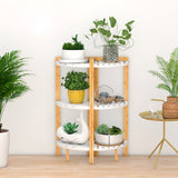 Modern Minimalist Cylindrical Fan-Shaped 3-Tier Bamboo and MDF Corner Shelf Unit for Living Room