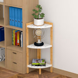 Modern Minimalist Cylindrical Fan-Shaped 3-Tier Bamboo and MDF Corner Shelf Unit for Living Room