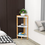 Modern Minimalist Cylindrical Fan-Shaped 3-Tier Bamboo and MDF Corner Shelf Unit for Living Room