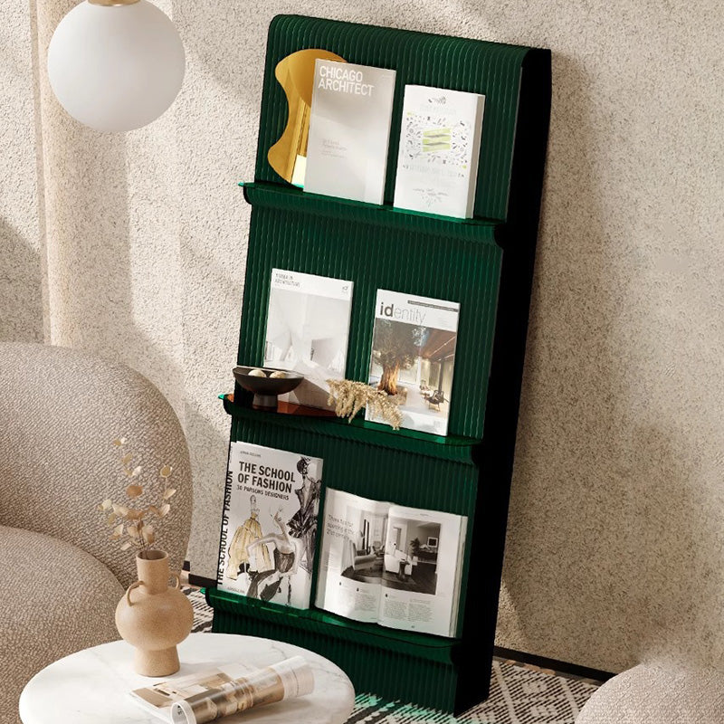 Modern Minimalist 3-Tier Rectangular Kraft Paper & Acrylic Display Rack — Portable Living Room Organizer
