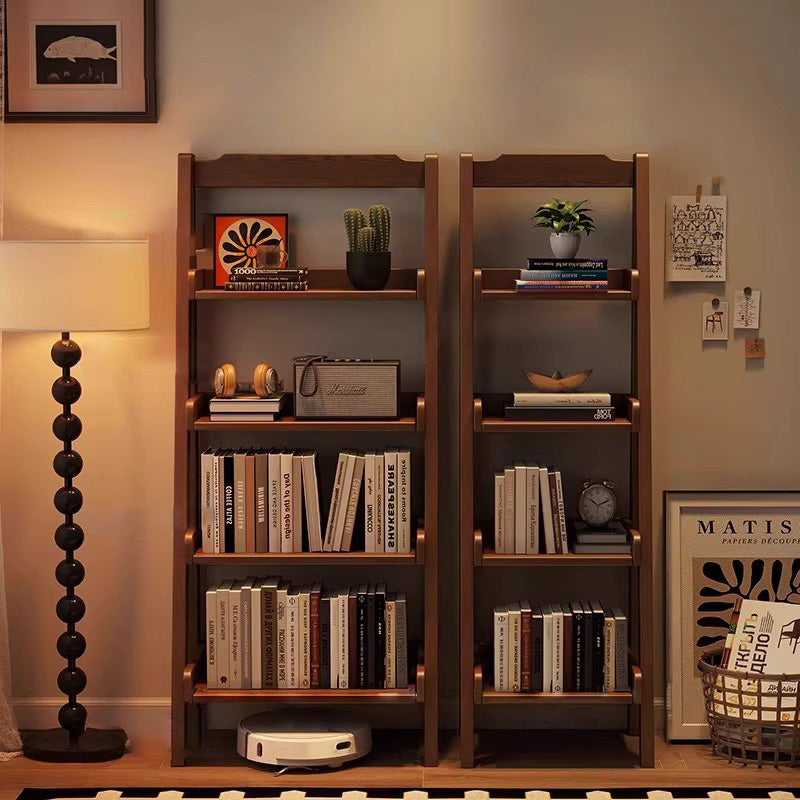 Sleek Modern Minimalist 4-Tier Pine Wood Ladder Display Rack for Living Room
