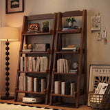 Sleek Modern Minimalist 4-Tier Pine Wood Ladder Display Rack for Living Room