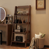 Sleek Modern Minimalist 4-Tier Pine Wood Ladder Display Rack for Living Room