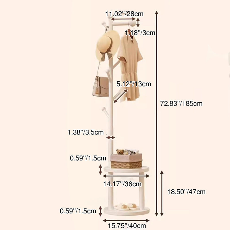 Modern Minimalist Tree-Shaped Hall Tree in Pine Wood & MDF — Cylindrical Round Design for Bedroom & Entryway