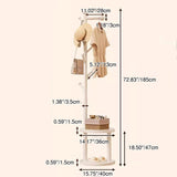 Modern Minimalist Tree-Shaped Hall Tree in Pine Wood & MDF — Cylindrical Round Design for Bedroom & Entryway