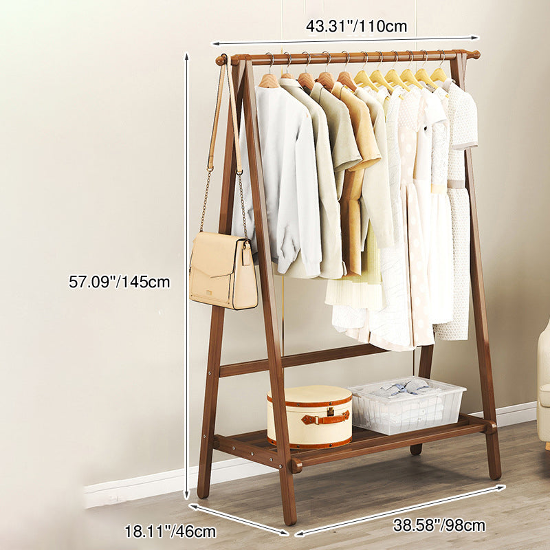 Contemporary Scandinavian Nan Bamboo Hall Tree - Rectangular, Half-Tier Storage for Bedroom & Entryway
