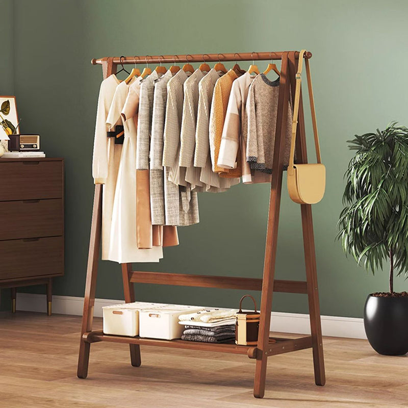 Contemporary Scandinavian Nan Bamboo Hall Tree - Rectangular, Half-Tier Storage for Bedroom & Entryway