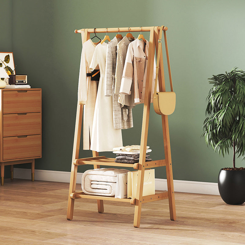 Contemporary Scandinavian Nan Bamboo Hall Tree - Rectangular, Half-Tier Storage for Bedroom & Entryway