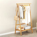 Contemporary Scandinavian Nan Bamboo Hall Tree - Rectangular, Half-Tier Storage for Bedroom & Entryway