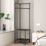 Modern Minimalist Rectangular Steel Corner Shelf Unit & Hall Tree, 2-3 Tier, for Bedroom & Entryway