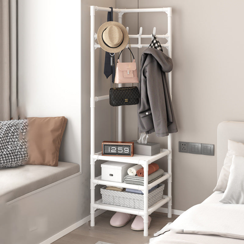 Modern Minimalist Rectangular Steel Corner Shelf Unit & Hall Tree, 2-3 Tier, for Bedroom & Entryway