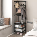 Modern Minimalist Rectangular Steel Corner Shelf Unit & Hall Tree, 2-3 Tier, for Bedroom & Entryway