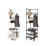 Modern Minimalist Rectangular Steel Corner Shelf Unit & Hall Tree, 2-3 Tier, for Bedroom & Entryway