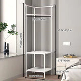 Modern Minimalist Rectangular Steel Corner Shelf Unit & Hall Tree, 2-3 Tier, for Bedroom & Entryway
