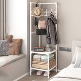 Modern Minimalist Rectangular Steel Corner Shelf Unit & Hall Tree, 2-3 Tier, for Bedroom & Entryway