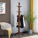 Traditional Chinese White Ash Solid Wood Hall Tree with Cylindrical-Triangular Design for Bedroom and Entryway