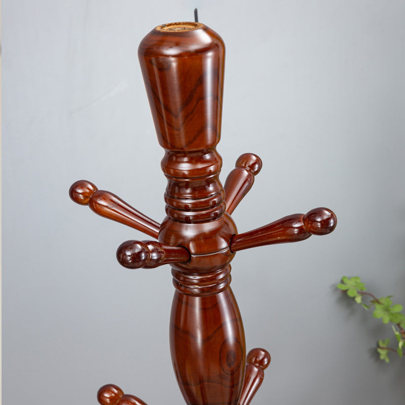 Traditional Chinese White Ash Solid Wood Hall Tree with Cylindrical-Triangular Design for Bedroom and Entryway