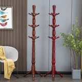 Traditional Chinese White Ash Solid Wood Hall Tree with Cylindrical-Triangular Design for Bedroom and Entryway