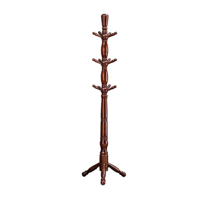 Traditional Chinese White Ash Solid Wood Hall Tree with Cylindrical-Triangular Design for Bedroom and Entryway