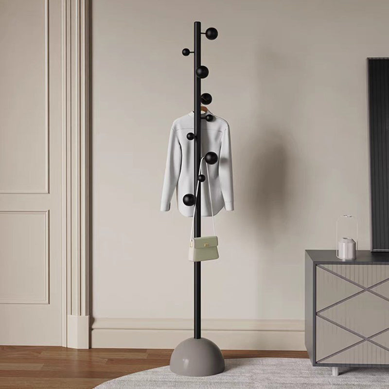 Modern Minimalist Cylindrical Sphere Hall Tree — Carbon Steel, Marble & Plastic Construction for Bedroom & Entryways