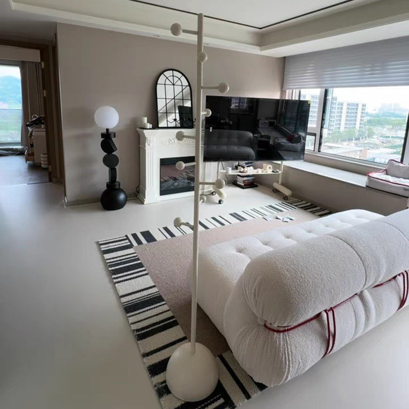 Modern Minimalist Cylindrical Sphere Hall Tree — Carbon Steel, Marble & Plastic Construction for Bedroom & Entryways