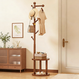 Modern Minimalist Movable Hall Tree – Cylindrical Tree-Branch Design in Pine Wood & Medium-Density Fiberboard, 2-Tier Organizer for Bedroom & Entryways
