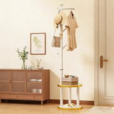 Modern Minimalist Movable Hall Tree – Cylindrical Tree-Branch Design in Pine Wood & Medium-Density Fiberboard, 2-Tier Organizer for Bedroom & Entryways