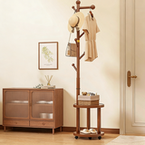 Modern Minimalist Movable Hall Tree – Cylindrical Tree-Branch Design in Pine Wood & Medium-Density Fiberboard, 2-Tier Organizer for Bedroom & Entryways