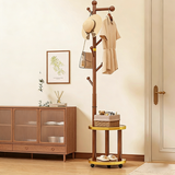 Modern Minimalist Movable Hall Tree – Cylindrical Tree-Branch Design in Pine Wood & Medium-Density Fiberboard, 2-Tier Organizer for Bedroom & Entryways
