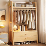 Modern Minimalist Hall Tree with Rectangular Trapezoidal Design – Solid Pine & Rubberwood, Multi-layer Board, 1/2 Drawer, for Bedroom & Entryways