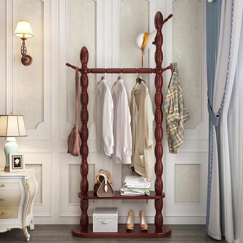 Contemporary Nordic Hall Tree – Cylindrical & Rectangular Solid Wood with Resin Accents, Medium Density Fiberboard Construction, 2- or 3-Tier Organizer for Bedroom or Entryway