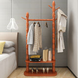 Contemporary Nordic Hall Tree – Cylindrical & Rectangular Solid Wood with Resin Accents, Medium Density Fiberboard Construction, 2- or 3-Tier Organizer for Bedroom or Entryway