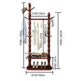 Contemporary Nordic Hall Tree – Cylindrical & Rectangular Solid Wood with Resin Accents, Medium Density Fiberboard Construction, 2- or 3-Tier Organizer for Bedroom or Entryway
