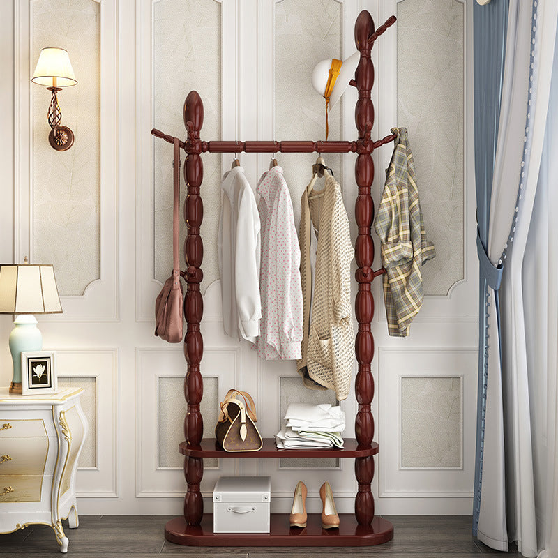 Contemporary Nordic Hall Tree – Cylindrical & Rectangular Solid Wood with Resin Accents, Medium Density Fiberboard Construction, 2- or 3-Tier Organizer for Bedroom or Entryway