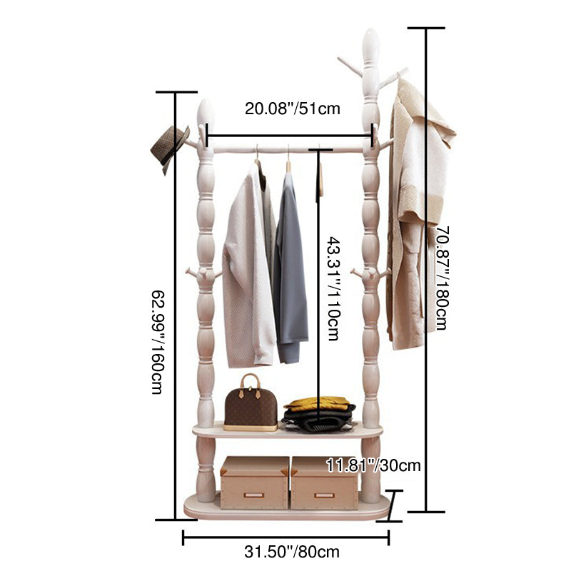Contemporary Nordic Hall Tree – Cylindrical & Rectangular Solid Wood with Resin Accents, Medium Density Fiberboard Construction, 2- or 3-Tier Organizer for Bedroom or Entryway