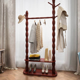 Contemporary Nordic Hall Tree – Cylindrical & Rectangular Solid Wood with Resin Accents, Medium Density Fiberboard Construction, 2- or 3-Tier Organizer for Bedroom or Entryway