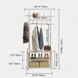 Contemporary Nordic Hall Tree – Cylindrical & Rectangular Solid Wood with Resin Accents, Medium Density Fiberboard Construction, 2- or 3-Tier Organizer for Bedroom or Entryway