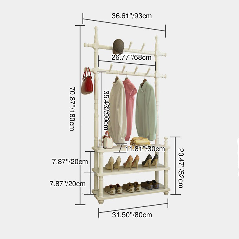 Contemporary Nordic Hall Tree – Cylindrical & Rectangular Solid Wood with Resin Accents, Medium Density Fiberboard Construction, 2- or 3-Tier Organizer for Bedroom or Entryway