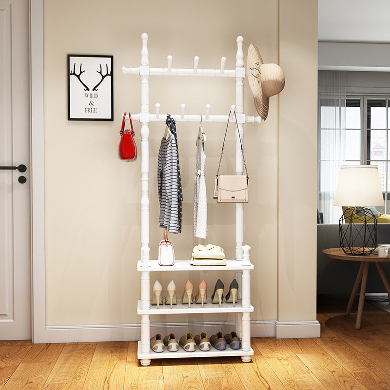 Contemporary Nordic Hall Tree – Cylindrical & Rectangular Solid Wood with Resin Accents, Medium Density Fiberboard Construction, 2- or 3-Tier Organizer for Bedroom or Entryway