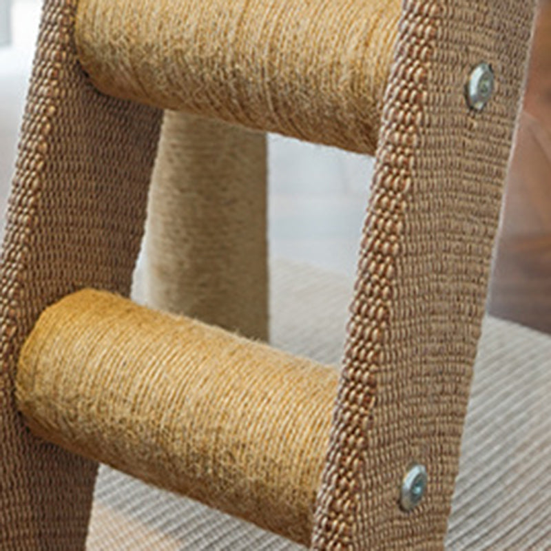 Modern Cat Tree with Rectangular Base, Ladder, and Spherical/Cylindrical Perches — MDF, Hemp Rope & Fabric, Cooling Mat, for Bedroom