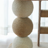 Modern Cat Tree with Rectangular Base, Ladder, and Spherical/Cylindrical Perches — MDF, Hemp Rope & Fabric, Cooling Mat, for Bedroom
