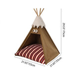 Modern Triangle Pet Bed in Washed Cotton and Crystal Velvet with Non-Slip Fabric and Solid Wood Frame – Cozy Dog and Cat Bed for the Bedroom