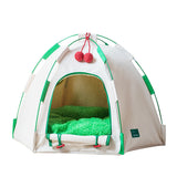 Modern Cylindrical Canvas Cat Tent with Plush Fabric, Hemp Rope Accent, and Fiberglass Pole – Cozy Bedroom Pet Bed