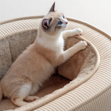 Modern Minimalist Oval Corduroy Dog & Cat Bed with Thickened PP Cotton — Perfect for the Bedroom