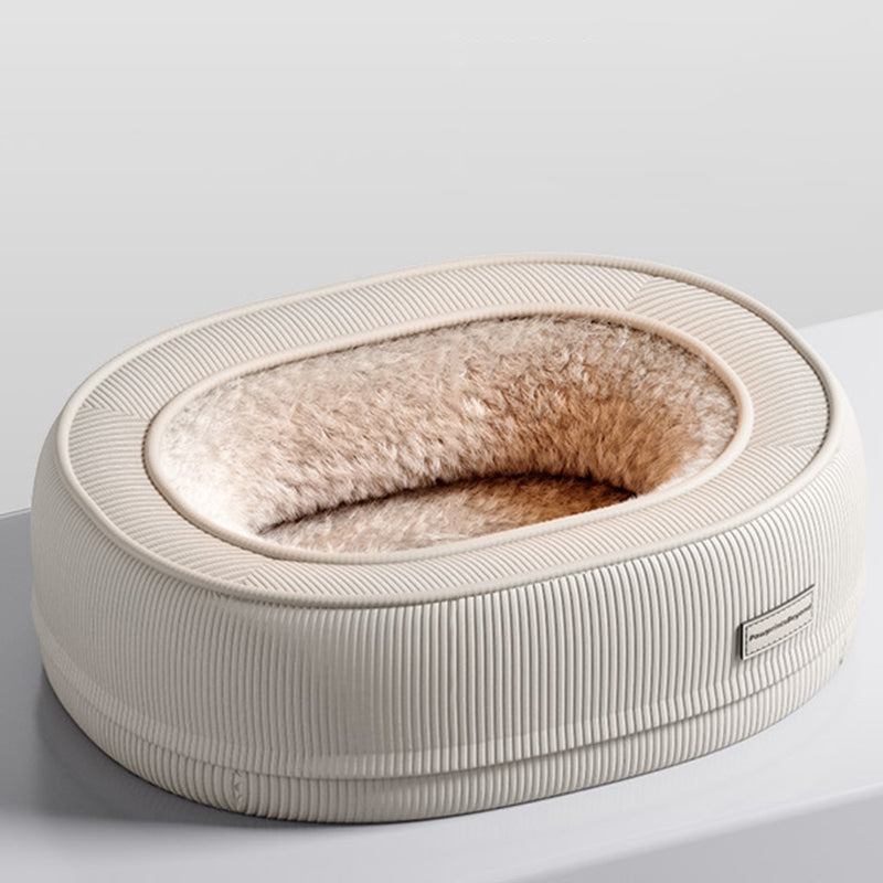 Modern Minimalist Oval Corduroy Dog & Cat Bed with Thickened PP Cotton — Perfect for the Bedroom