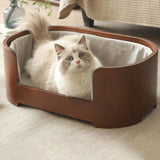 Modern Minimalist Rectangular Dog & Cat Bed – Cotton-Linen Blend, Solid Wood Frame, Integrated Design, Bedroom-Ready