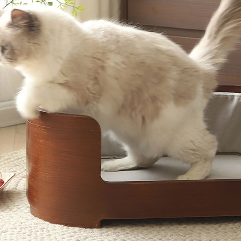 Modern Minimalist Rectangular Dog & Cat Bed – Cotton-Linen Blend, Solid Wood Frame, Integrated Design, Bedroom-Ready