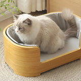 Modern Minimalist Rectangular Dog & Cat Bed – Cotton-Linen Blend, Solid Wood Frame, Integrated Design, Bedroom-Ready
