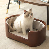 Modern Minimalist Rectangular Dog & Cat Bed – Cotton-Linen Blend, Solid Wood Frame, Integrated Design, Bedroom-Ready
