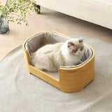 Modern Minimalist Rectangular Dog & Cat Bed – Cotton-Linen Blend, Solid Wood Frame, Integrated Design, Bedroom-Ready